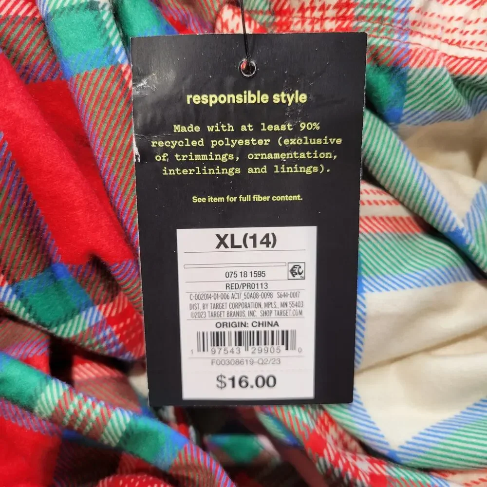Art Class Long Sleeve Holiday Pajamas, Multi-color, Youth Sz XL, NWT